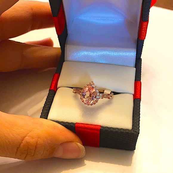 Sapphire 14K Rose Gold Over Sterling Silver Cocktail Ring - Picture 8 of 9